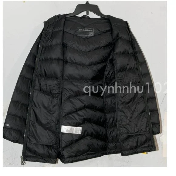 Eddie Bauer Women's CHEVRON DOWN PARKA IN BLACK - Picture 4 of 7